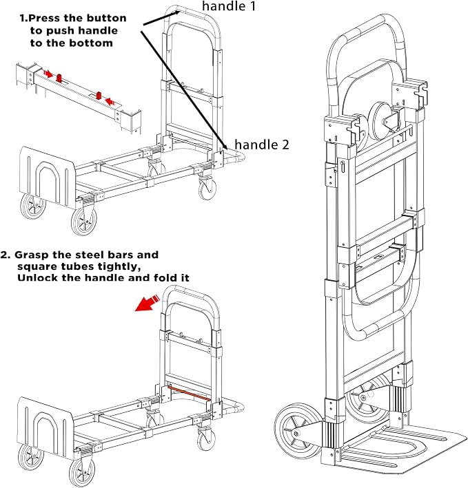 White Convertible Hand Truck Dolly Cart - Image 7