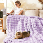 L'AGRATY Faux Rabbit Fur Throw Blanket - Image 2