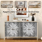 58'' Large Sideboard Buffet Kitchen Storage Cabinet, 4 Door Carved Modern - Image 5