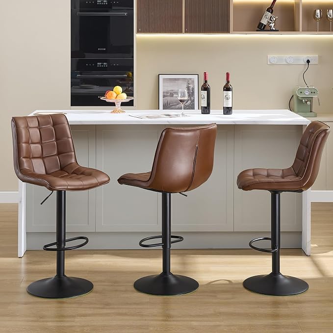 FIRAVOE Counter Height Bar Stools, Swivel Barstools Set of 3 - Image 9