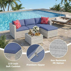 5-Piece Patio Sectional Sofa Set, All-Weather Brown PE Rattan Outdoor - Image 3