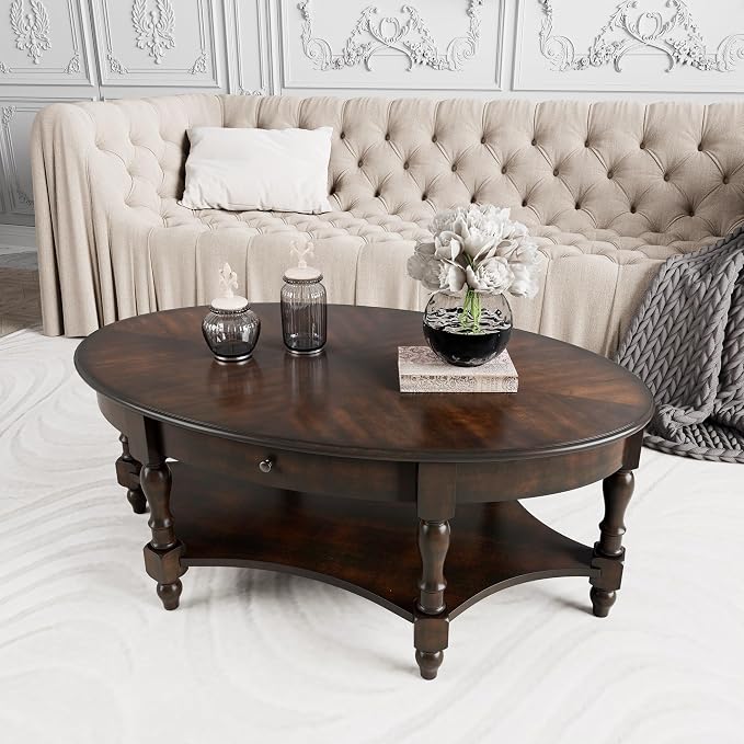 Solid Wood Oval Coffee Table - Image 3