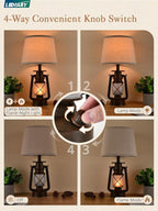 LEDIARY 18.72" LED Vintage Lantern Flickering Flame Table Lamps - Image 3