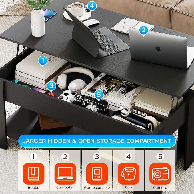 FDW 39.4" Lift Top Coffee Table - Image 4