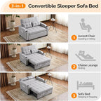 VINGLI Light Grey Futon Sofa Bed Convertible Loveseat Sleeper Couch, Faux - Image 4