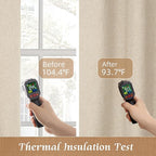 100% Blackout Short Linen Curtains 48 Inches Long, 2 Panels, Linen | Thermal - Image 4
