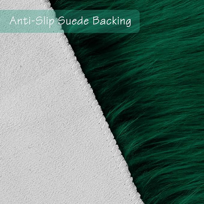 Emerald Green Faux Sheepskin Fur Rug 3x5 ft, Fluffy Carpet Rug | Shag Fuzzy - Image 3