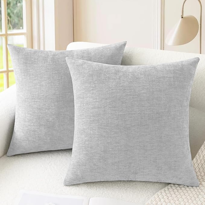 CaliTime Decorative Throw Pillow Covers 24 X 24 Inches Moonbeam Gray | Pack of 2 by CaliTime