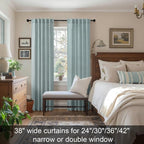 Seafoam Curtains 38 Inch Wide for Small Window 2 Panels Back Tab Rod Pocket - Image 2