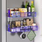 Magnetic Spice Rack for Refrigerator, 2 Pack 100% Metal Strong Magnet Shelf by DTUQYX