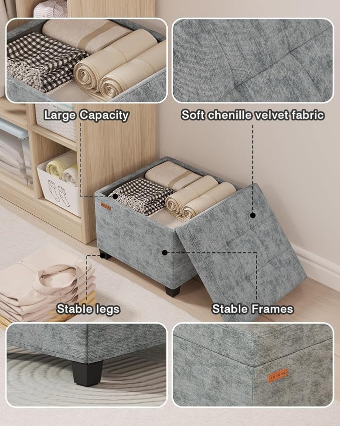 ABHENG Chenille Cover Steel Frame Ottoman - Image 6