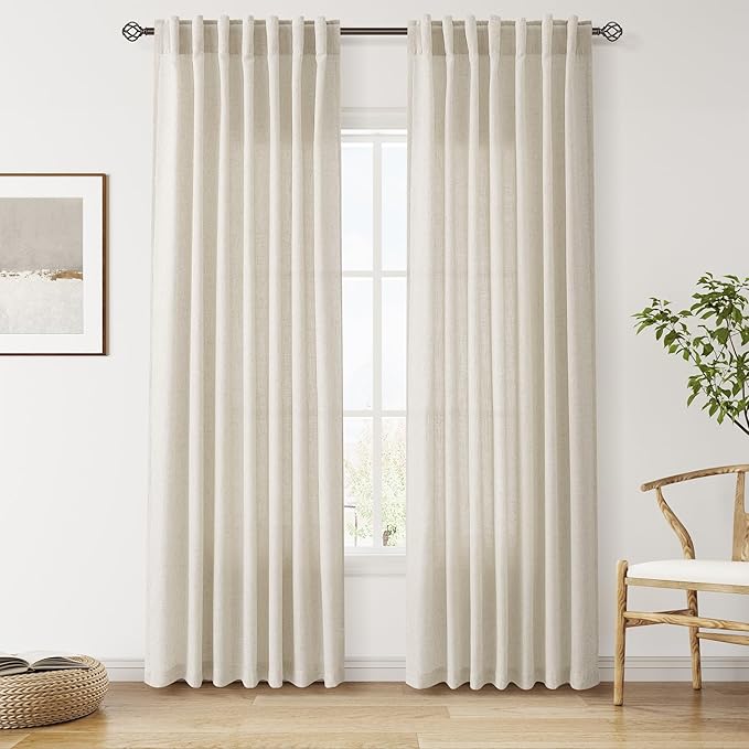 Vanilla Linen Curtains 84 Inches Long by Nanspring