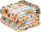 LUTBM Boho Throw Blanket with Florals & Leaves Embroidery Reversible by LUTBMFindYourFreeSpiritatHome