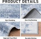 2'6''x8' Runner Rugs Washable Rug:Modern Abstract Hallway Blue White Carpet | - Image 5