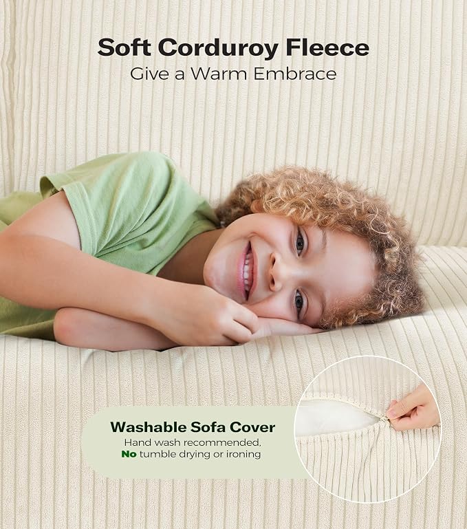 Welzona Loveseat Sofa, Comfy Corduroy Small Loveseat - Image 3
