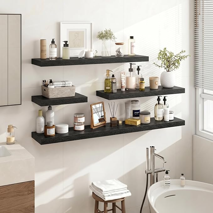Acovy 24 Inch Floating Shelves, Wooden Shelves - Image 2