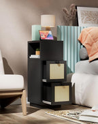 YMYNY Rattan Nightstands Set of 2, Boho Bedside Table - Image 8