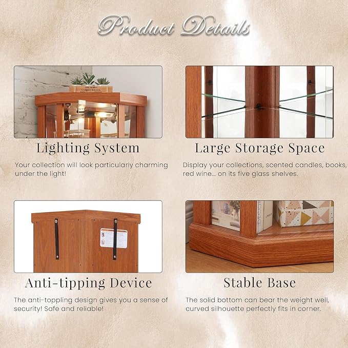 Corner Display Curio Cabinets - Image 5
