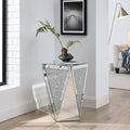Inverted Triangular Mirror Square End Table, Crystal Diamond Inlaid Coffee Table by HEPMIMZHU