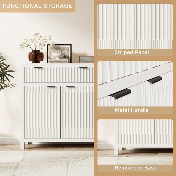 Fatmok 34" Fluted Buffet Sideboard - Image 4