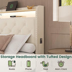 LARMACE Bed Frame King Size Platform Upholstered Bed Frame - Image 8