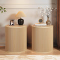 AVZEAR Small Round Side Table Fluted Night Stand Set of 2, Modern Boho End Table by AVZEAR