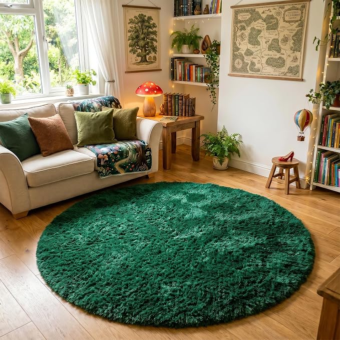 Amdrebio Dark Green Large Round Circle Area Rug 6Ft - Image 5
