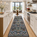 PLHXFR 3x10 Washable Runner Rug：Floral Indoor Kitchen Carpet Dark Black | by PLHXFRSoftAreaRugs
