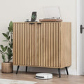 Smuxee Fluted Sideboard Cabinet, Freestanding Natural Buffet Cabinet by Smuxee