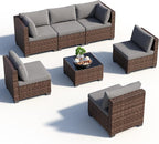 Qsun 7 Pieces Patio Furniture Set, Outdoor Sectional Rattan Sofa Set, Wicker - Image 8