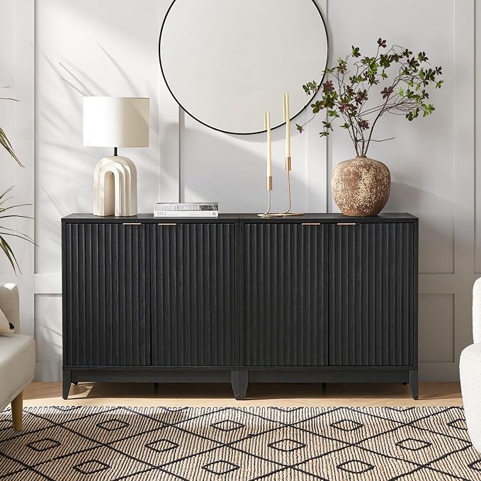 mopio Brooklyn Fluted Storage Cabinet, Modular Accent Buffet Sideboard by MopioInc