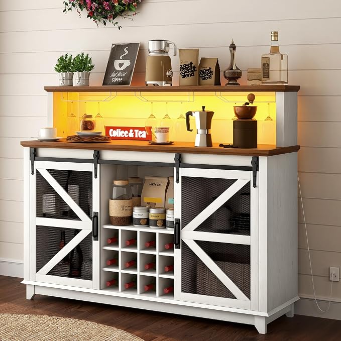 HOMCOM Farmhouse Coffee Bar Cabinet by HOMCOM