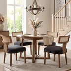 HNY Mid Century Modern Rattan Dining Chairs Set of 2, Farmhouse Linen - Image 7