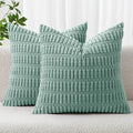 MIULEE Corduroy Decorative Throw Pillow Covers 16x16 Teal Green Pack of 2 | by MIULEE