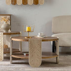 Carved Wooden Retro End Table, Double-Layer Storage Side Table - Image 3