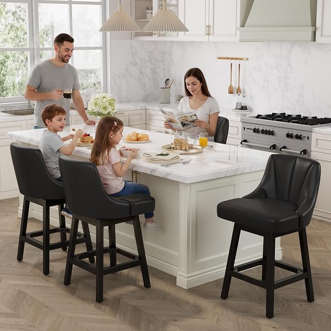 YaFiti Swivel Bar Stools Set of 3, 26 Inch Counter Height Bar Stools - Image 2