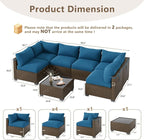LOUVIXA 7 Piece Outdoor Patio Furniture Set, Outdoor Sectional Sofa, Wicker - Image 2