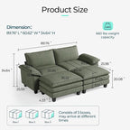 LINSY HOME 90" Modular Cloud Love Seat Sofa, Corduroy Soft Sectional Couch - Image 2