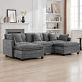111'' Sectional Cloud Deep Seat Couch, Oversized Chenille U Shaped Sectional by WUTUTUEE