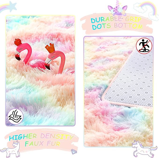 3x5 Rainbow Fluffy Soft Area Rug Non-Slip - Image 4
