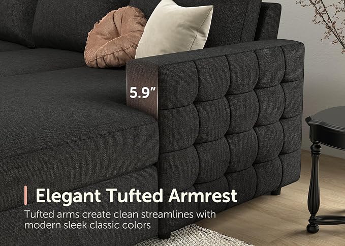 HONBAY Sectional Couch with Pull Out Bed, Sectional Sleeper Sofa with Storage - Image 7