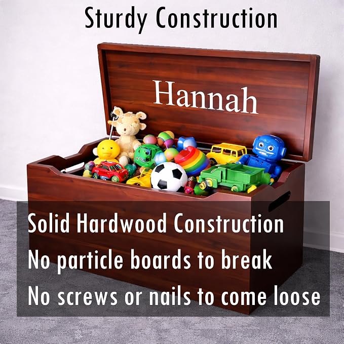 Personalized Engraved Name, Fully Assembled, Solid Wood Storage Trunk - Image 3