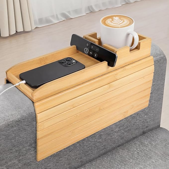 Bamboo Couch Arm Tray Table by Unknown