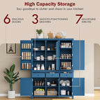 74.8''H High Freestanding Kitchen Pantry, Wooden Kitchen Organizers Cupboard - Image 6
