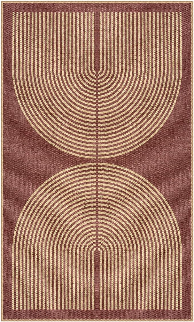 Lahome Rainbow Easy Jute Rug, 3x5 Red Front Porch Entry Way Rugs Indoor | - Image 7