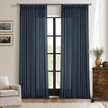 Pinch Pleated Extra Long Navy Linen Curtains 120 Inches Long | Farmhouse Modern by Twodrapes