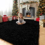 Amdrebio Black Furry Large Area Rug 8x10 - Image 9