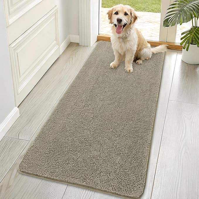OLANLY Dog Door Mat for Muddy Paws 70x35, Super Absorbent Chenille Mud Mat | by OLANLY
