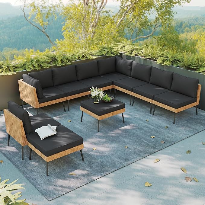 Aoxun 10 Piece Patio Furniture Set, 10 Seats Outdoor Sectional Sofas - Image 2