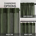 MIULEE Olive Green Linen Curtains 52x100 Inch Length 2 Panels - Image 3